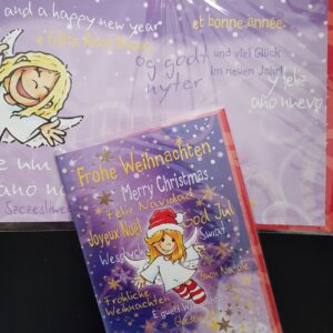 Schutzengel - Weihnachtskarte lila