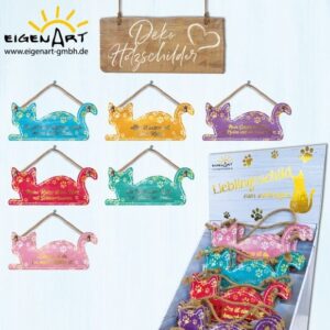 EA - Holzschild Katze